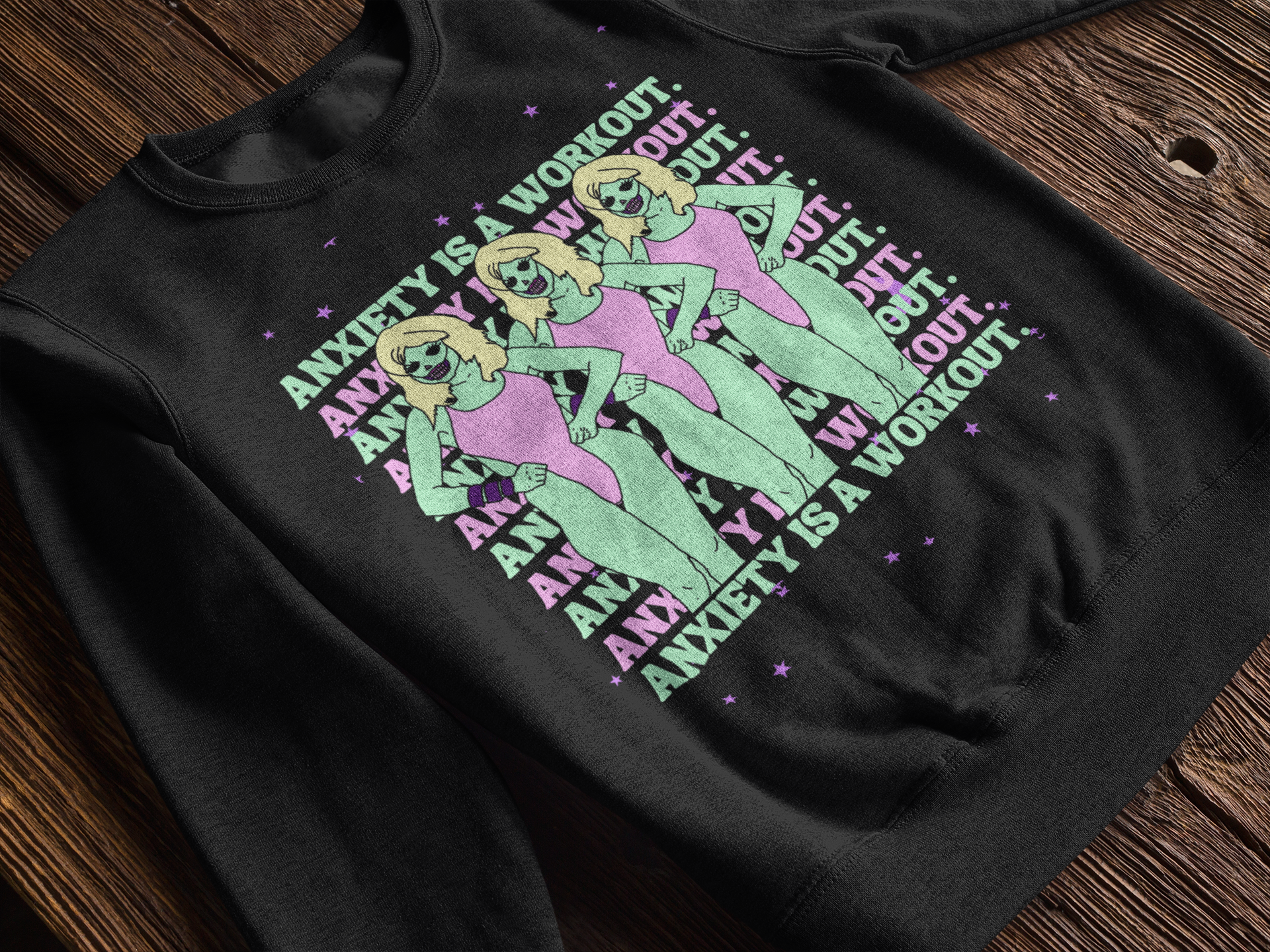 Anxiety is a Workout Zombie Janet Comfy Sweatshirt