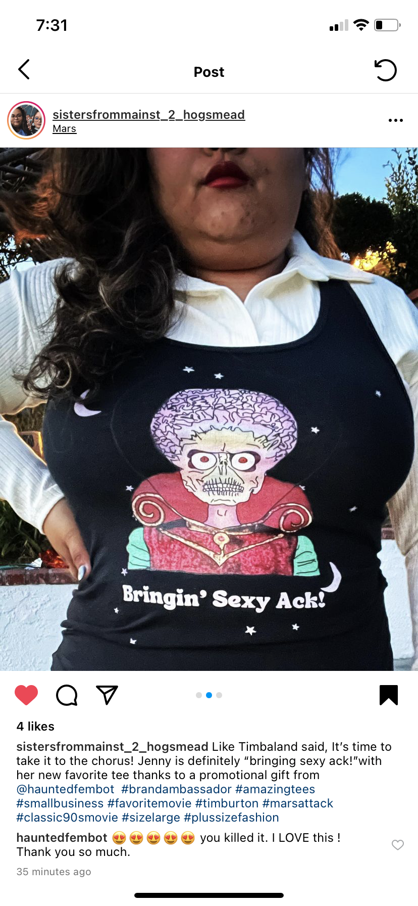 Mars Attacks "Bringin' Sexy Ack"  Racerback Tank