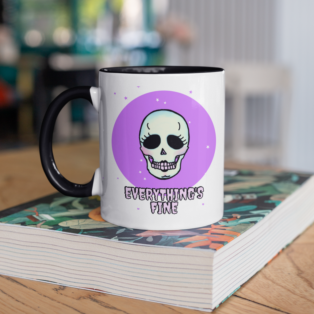 Everything's Fine Skull Coffee Mug | Retro Skull Coffee Mug