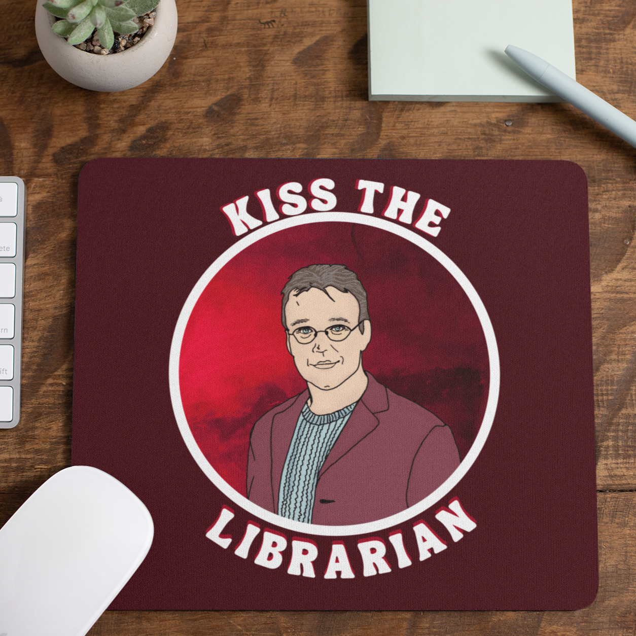 Giles "Kiss the Librarian" Mouse Pad