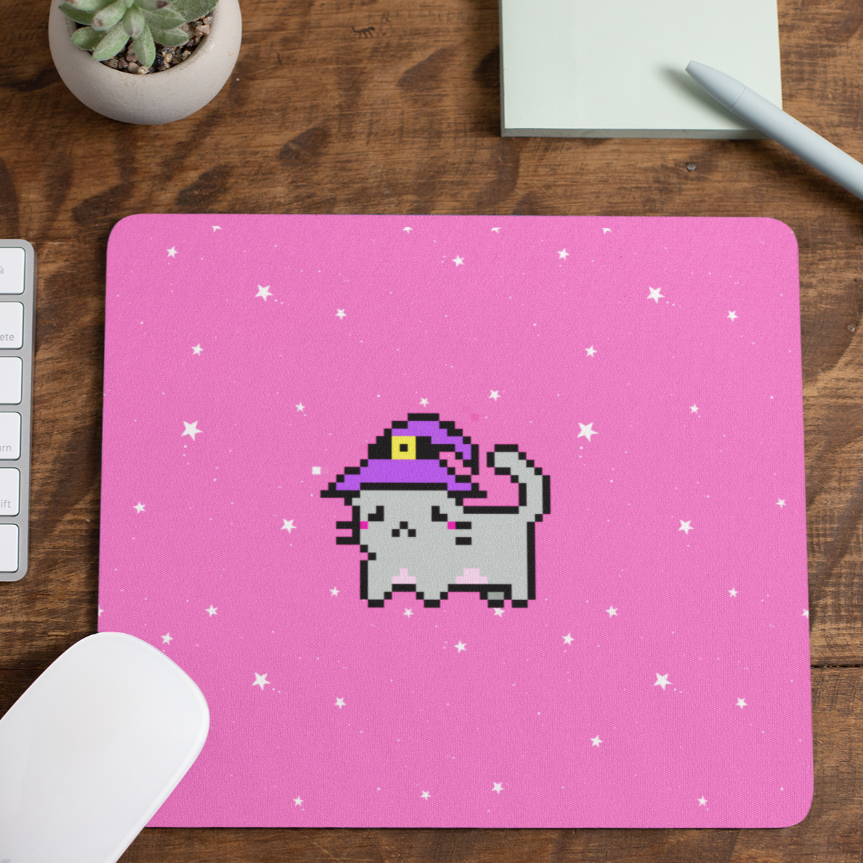 Witchy Koji Kitty Mouse Pad [pink]