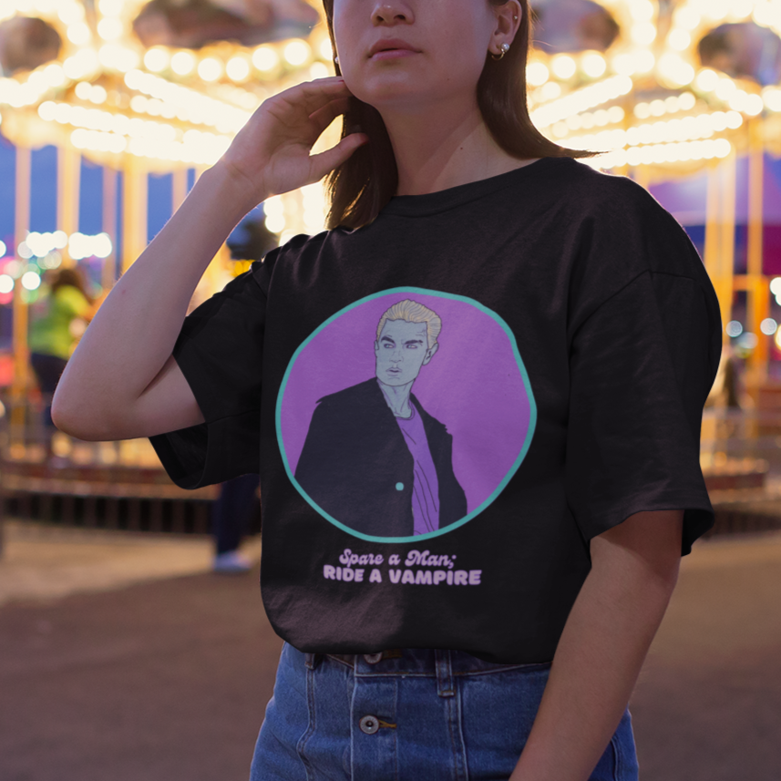 "Spare a Man; Ride a Vampire" Spike Super Soft T-shirt