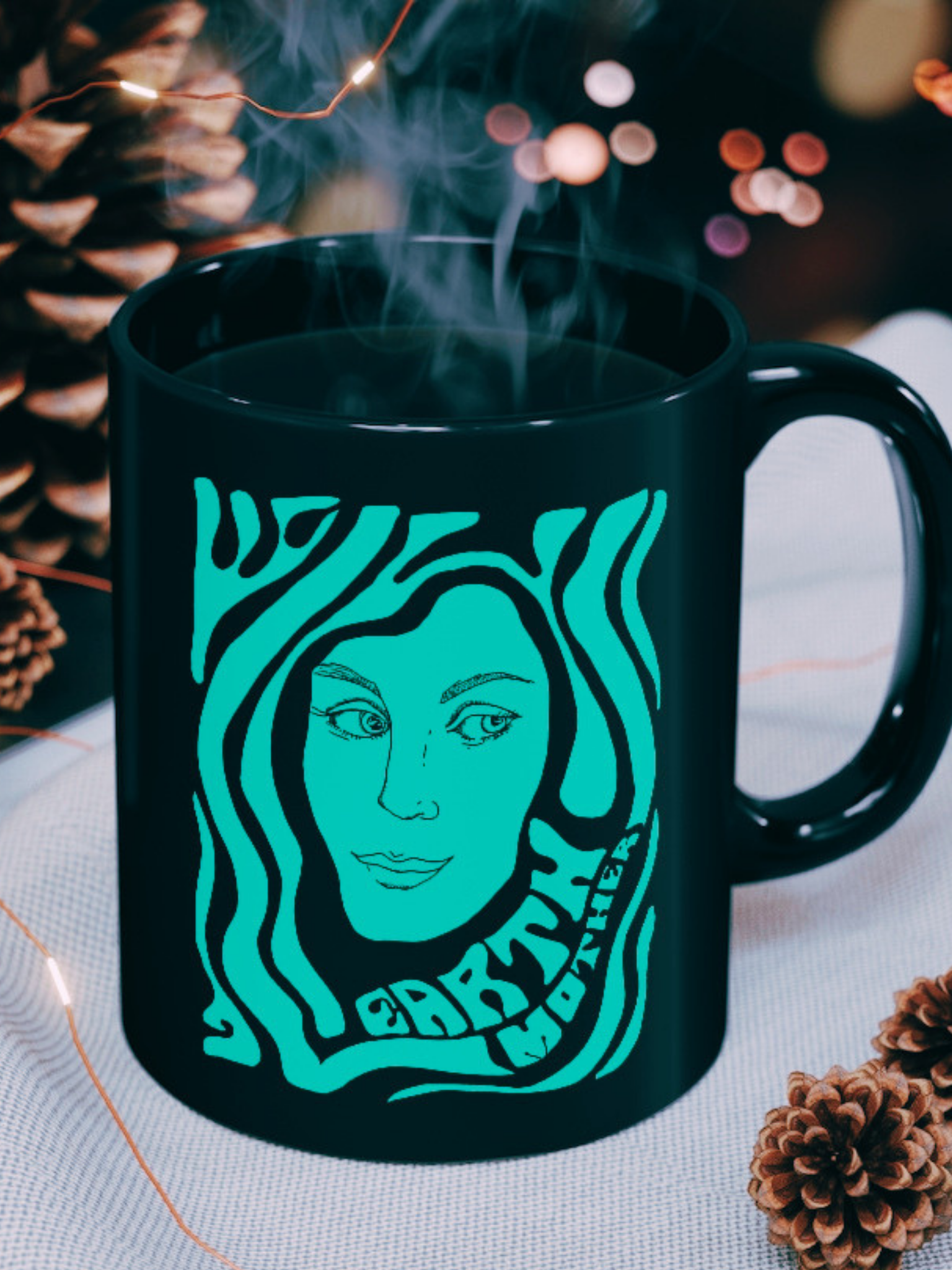 Earth Mother Black Mug